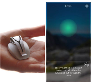 Spire’s mindfulness fitness tracker and the breathing exercises offered on Spire’s app, which look a lot like Apple’s Breathe